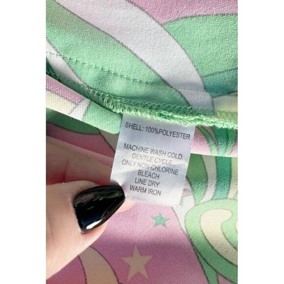 Christian Lacroix Woman's Sz L Green Pink Paisley Satin Keyhole Side Dress - Picture 8 of 11